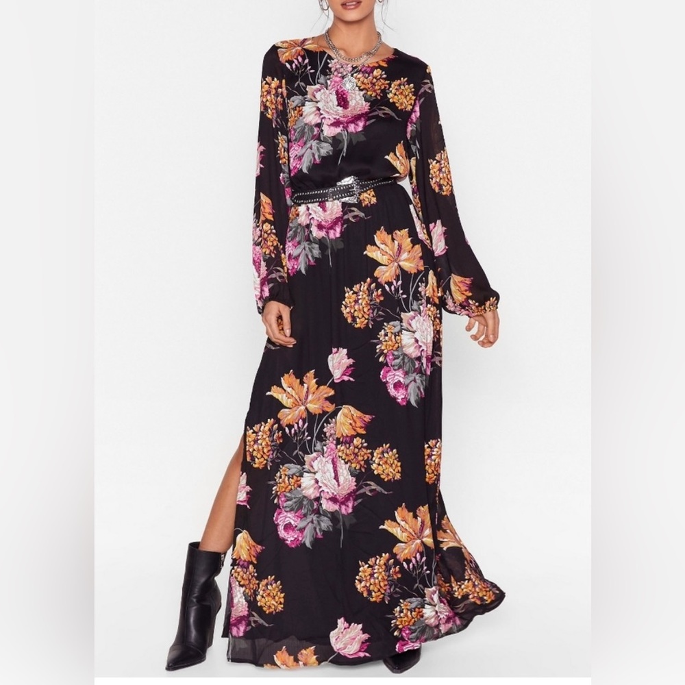 Nasty Gal Open Back Maxi Floral Dress